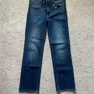 Harper Heritage Women’s Mid Rise Straight Jeans Size 27 Raw Hem Frayed Cropped